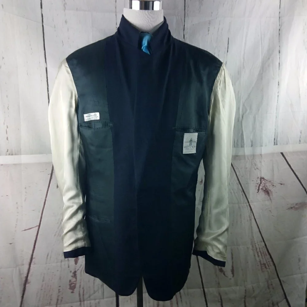 Austin Reed 43L Wool 2 Button Blue Hopsack Suit Blazer Jacket